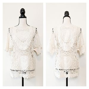 💧NWT Oddi Cotton Crochet Boho Lace Top